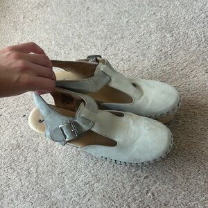 Free people Gray and Cream Leather Sandals with Buckle